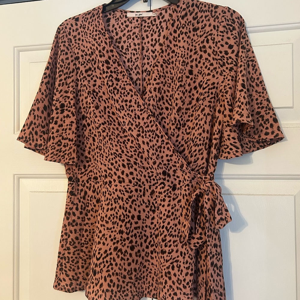Leopard Print Wrap Top
